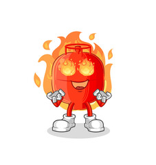 gas cylinder on fire mascot. cartoon vector