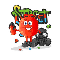 gas cylinder graffiti artist vector. cartoon character