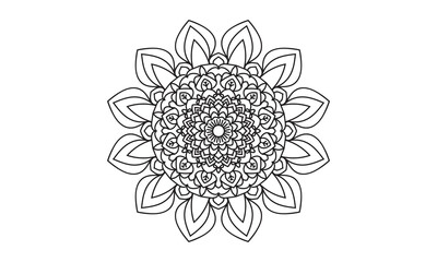 Creative unique mandala background. Henna tatoo mandala. Mehndi style. Decorative pattern in oriental style. Coloring book page.