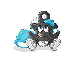 anchor sick vector. cartoon character