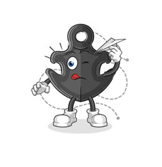 anchor with paper plane character. cartoon mascot vector
