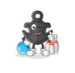anchor play bowling illustration. character vector