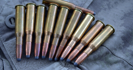 Ammunition 7,62x54 with camo background