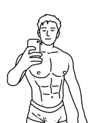 Fototapeta premium black and white of cute man cartoon for coloring