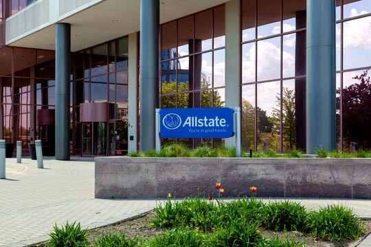 Markham, Ontario, Canada - May 15, 2022: Allstate Canada head office in Markham, Ontario, Canada. The Allstate Corporation is an American insurance company. 