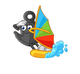 anchor windsurfing character. mascot vector