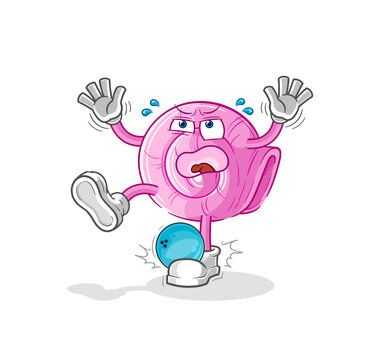 shell hiten by bowling cartoon. cartoon mascot vector