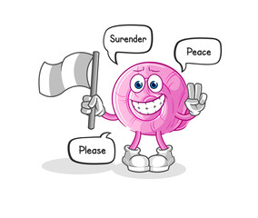 shell hold surrender flag mascot. cartoon vector