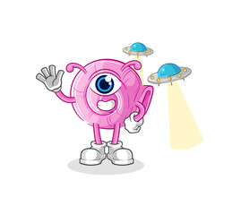 shell alien cartoon mascot vector