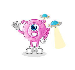 shell alien cartoon mascot vector