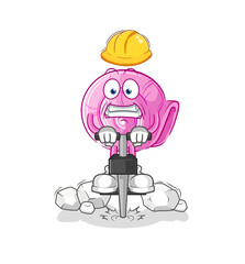 shell drill the ground cartoon character vector