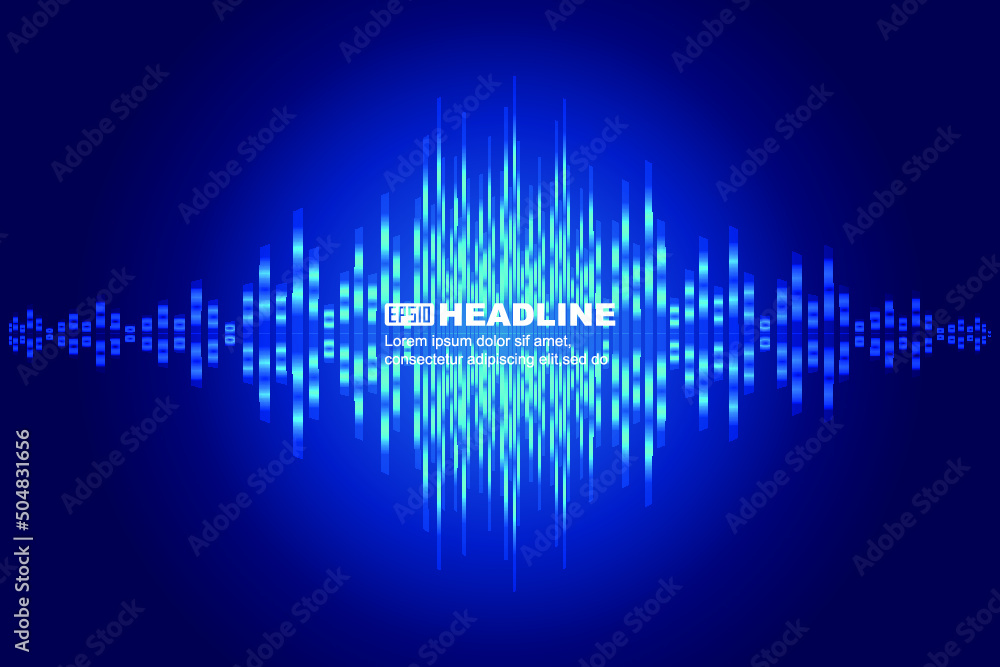 Poster blue as the sound wave pulsating line internet technology vector background