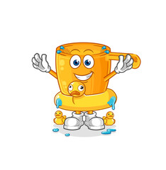 water dipper with duck buoy cartoon. cartoon mascot vector