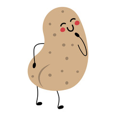 Cute sexy potato with booty. Embarrassed cartoon potato with ass. Happy smiling vegetable with booty
