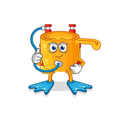 water dipper diver cartoon. cartoon mascot vector