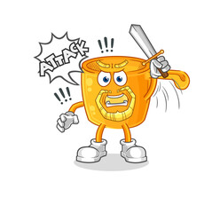 water dipper knights attack with sword. cartoon mascot vector