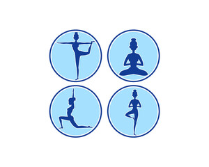 Logo blue silhouette woman yoga