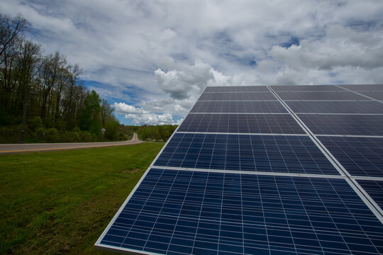 Solar Power Along The Edge Of A Roadway