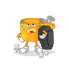 water dipper with golf equipment. cartoon mascot vector