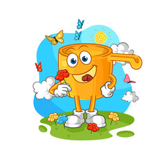 water dipper pick flowers in spring. character vector