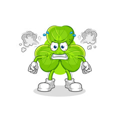 clover very angry mascot. cartoon vector