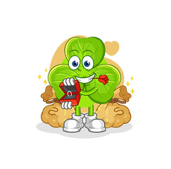 clover propose with ring. cartoon mascot vector