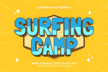 3d Surfing Camp Text Effect Editable Cartoon Style