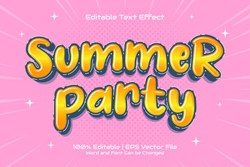 Naklejka premium Summer Party Text Effect Editable Cartoon style