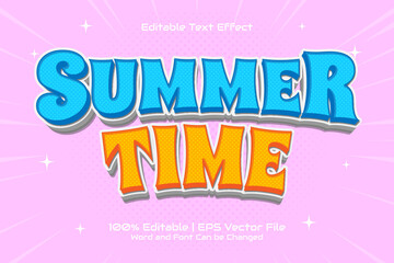Summer Time 3D editable text effect Cartoon style