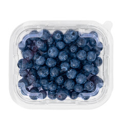 Transparent tray with blueberries for sale.  - 504835498