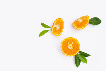Fresh orange citrus fruit isolated on white background. Juicy, sweet and high vitamin C