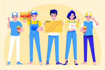 Delivery man employee courier character design collection