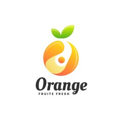 Vector Logo Illustration Orange Gradient Colorful Style.