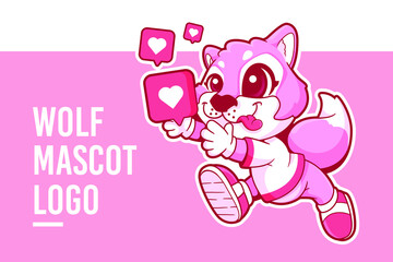 cute wolf mascot logo vector template