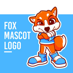 cute fox mascot logo template