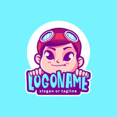 boy character mascot logo template