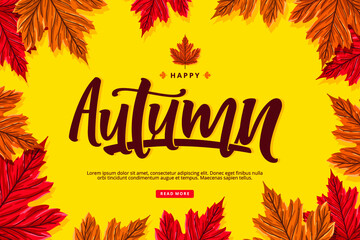 autumn lettering background illustration template