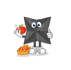 shuriken eating an apple illustration. character vector