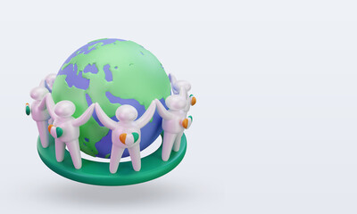 3d World population day people Cote dIvoire flag rendering left view