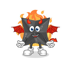 shuriken demon with wings character. cartoon mascot vector