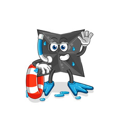 shuriken swimmer with buoy mascot. cartoon vector