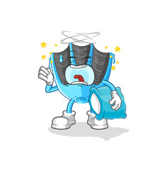 swimming fin yawn character. cartoon mascot vector