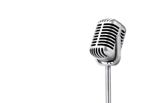 Retro style microphone isolated on white background
