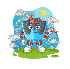 swimming fin samurai cartoon. cartoon mascot vector