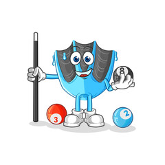 swimming fin plays billiard character. cartoon mascot vector