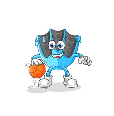 swimming fin dribble basketball character. cartoon mascot vector