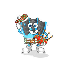 swimming fin scottish with bagpipes vector. cartoon character