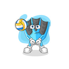 swimming fin play volleyball mascot. cartoon vector