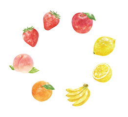Watercolor fruit illustration hand drawn isolated on white set 01.