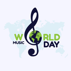 World Music Day, concept, greeting card, template, vector, illustration.